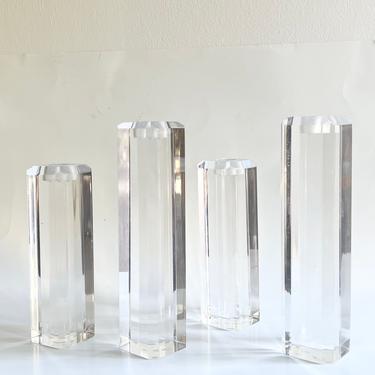 Ritts Astrolite Solid Lucite Candle Holder Set 