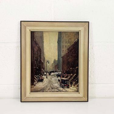 Vintage Framed Print Robert Henri New York Street in Winter National Gallery of Art Reproduction Exhibition Mid-Century Home Decor 