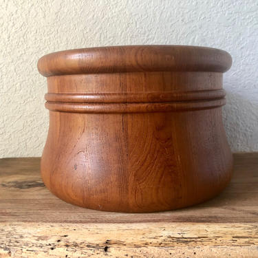 Vintage Nissen Denmark Staved Teak Wood Bowl Danish Modern 