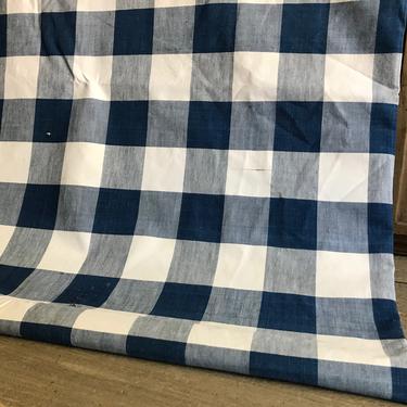 Antique French Blue Vichy Fabric, Indigo Blue Check, Historical French Textiles 