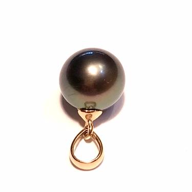 Black Pearl 14k Gold Pendant Drop Pendant Fine Estate Jewelry 