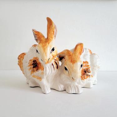 Vintage Italian Pottery Rabbits, Cute Bunnies Ceramic Figurine 