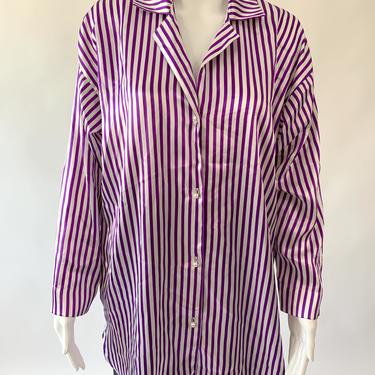 Victoria's Secret Silky Purple &amp; White Striped Sleep Shirt