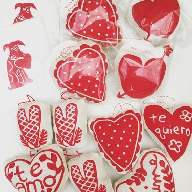 Heart Shaped Sachet, Je T'aime, te amo, French Language Valentine, Italian words, love, for him, for her, dog, dots 