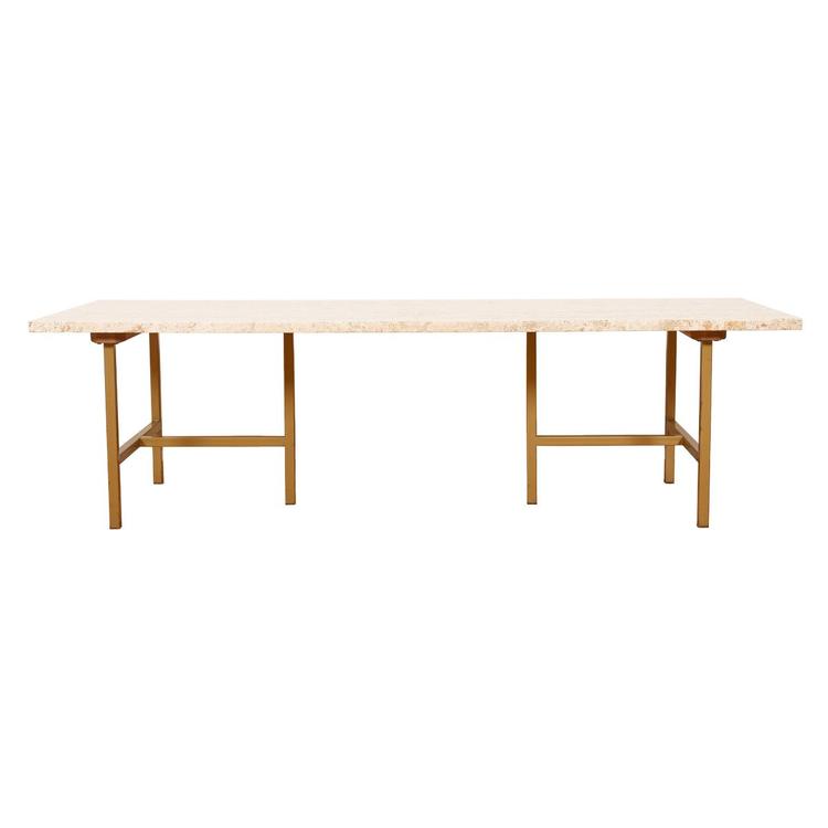 American Modernist Brass & Marble Coffee Table