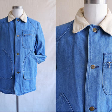 Jean Jacket Blanket Lined Work Jacket Denim Jacket Workwear Distressed Barn Jacket USA Vintage Dickies Chore Coat XL
