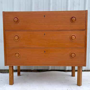 Vintage Teak Three Drawer Dresser 
