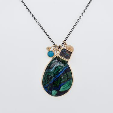 Azurite and Opal Cluster Necklace