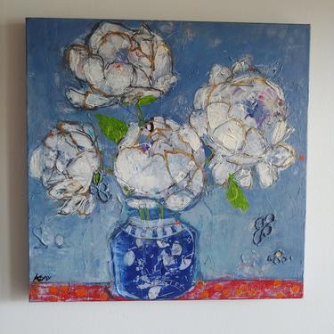 Original Kellie Day Painting 'Peonies in a Vase' 