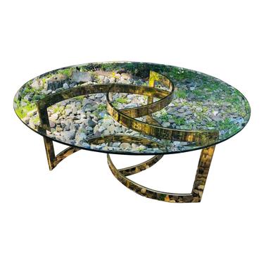 Vintage Glam Brass and Glass Coffee Table