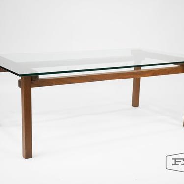 Glass-Topped Rectangular Coffee Table