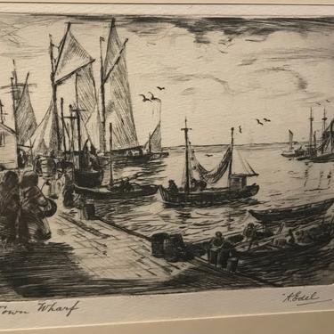 Provincetown etching by Albert Edel Town Wharf 