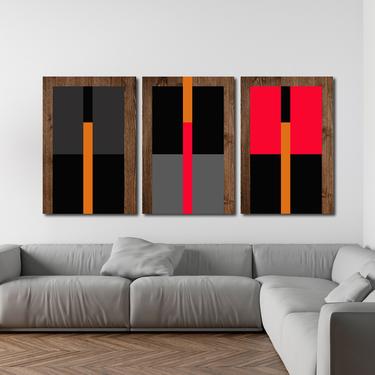 Minimalist Large Art, Wood Art, Wall Decor, Mid Century Modern, Abstract Bedroom Art Paintings Sculpture Acrylic Home Decor Geometric 