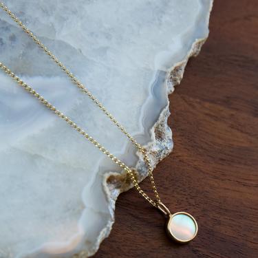 Halcyon Mini Medallion Mother of Pearl &amp; 14k Gold Necklace