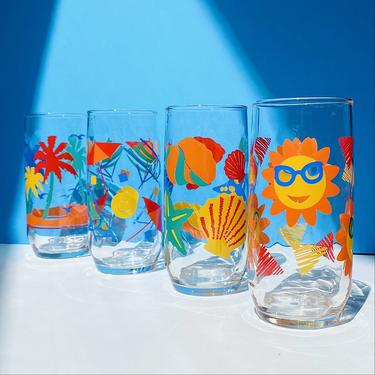 Vintage Summer Graphics Glass Tumblers