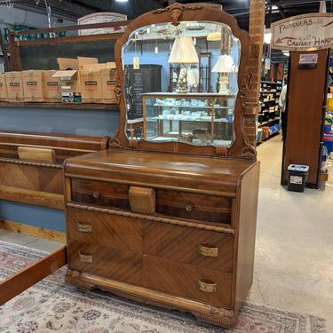 Vintage 1930s Waterfall Dresser with Mirror
