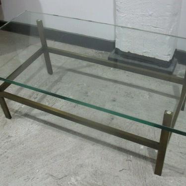MID CENTURY MODERN GLASS AND BRASS 4 FT RECTANGULAR COFFEE TABLE