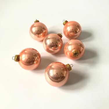 Vintage Peach Glass Tree Ornaments / Set of 6 