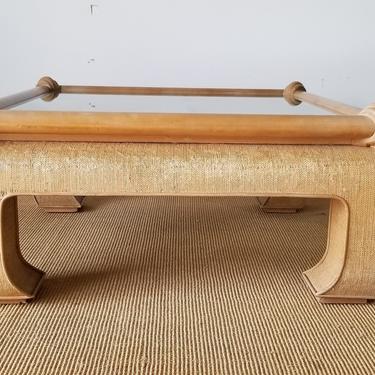 Vintage Asian Style Raffia Wrapped Coffee Table. 