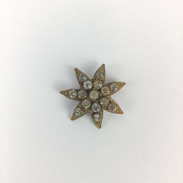 Vintage 20s brooch | Vintage star clear rhinestone gold brooch | 1920s snowflake costume jewelry brooch 