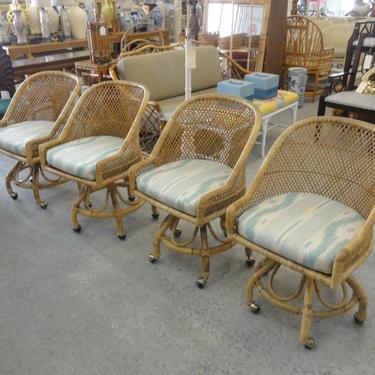Set of 4 Island Style Rattan Chairs