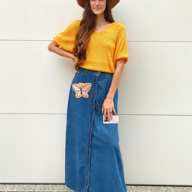 FO32 Patched 70's Levi's Orange Tab Maxi Skirt