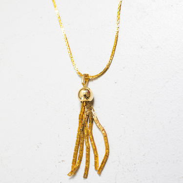 Vintage 1960s Necklace Gold Tone Dangle Pendant Chain 60s 