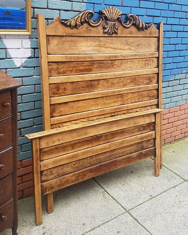 Early 20th Century High Headboard Full Size Bed, 