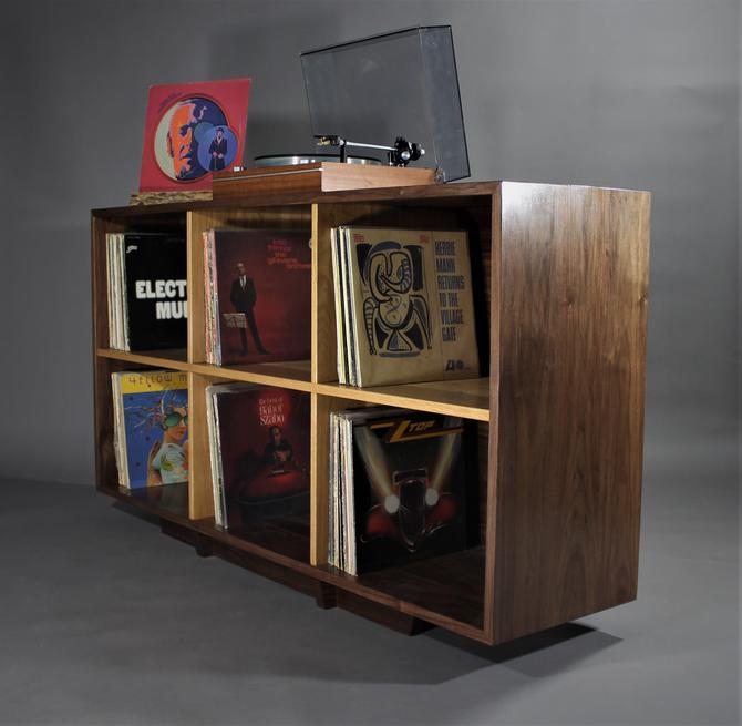 Handmade Walnut Record Case Bookcase, White Two Tier Bookcase