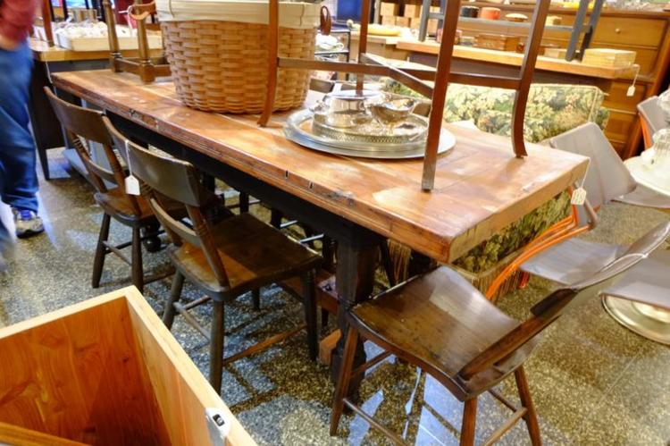 Farm style dingin table made from reclaimed door. $695