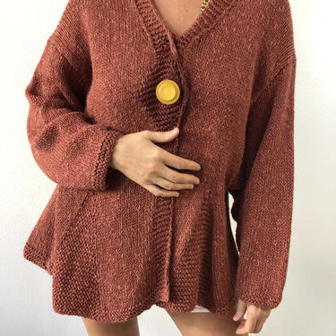 Vintage Robin Richman Rusty Red Handmade Cotton Sweater 