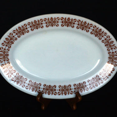 vintage pyrex oval plate double copper filigree pattern 