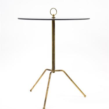 Black Glass and Brass End Table