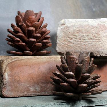 Cast Iron Pine Cone Candle Holders - Set of 2 - Vintage Holiday Table Decor - Taper Candle Holders - Rustic Holiday Decor | FREE SHIPPING 