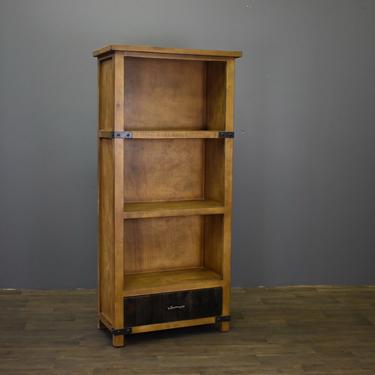 Rustic Solid Wood Marrone Bookcase with 2 Shelves - 72&amp;quot;H 