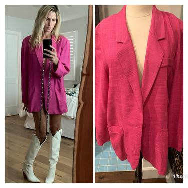 Pink 80s oversize Power Blazer Coat dress jacket S-M 