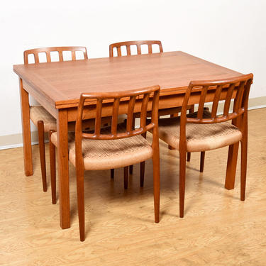 Small Danish Modern Teak Expanding Rectangle Dining Table