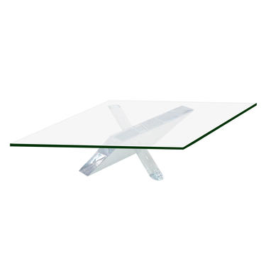 Sculptural Coffee Table with Lucite Base and Glass Top 1970s - SOLD
