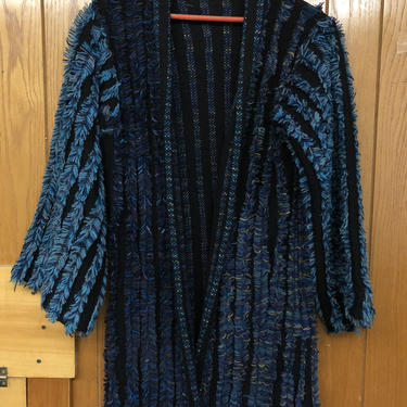 Vintage Crochet Knit Robe - House coat - Long Cardigan 