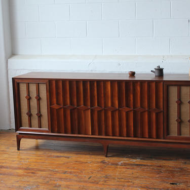 Restored Mid Century Modern Record Cabinet with Original Speakers 