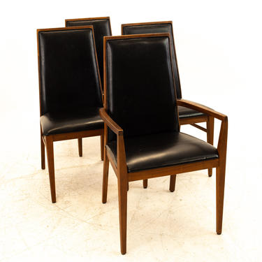 Dillingham Mid Century Walnut Highback Dining Chairs - Set of 4 - mcm 