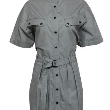 Isabel Marant Etoile - Light Olive Button-Up Utility-Style Belted "Zolina" Sheath Dress Sz 6