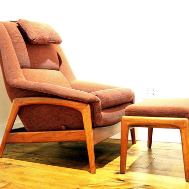 Danish Style Lounge Chair with Ottoman