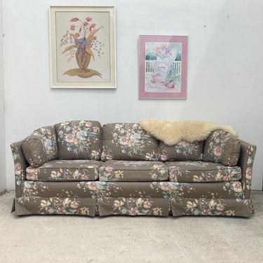 Taupe Floral Ethan Allen Sofa