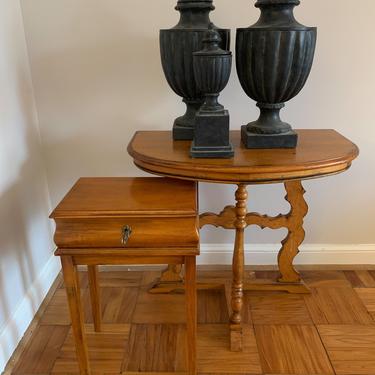 Vintage Demilune Side Table w/ Carved Legs