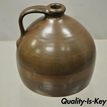 Antique American Primitive Brown Glazed Stoneware Pottery 9" Jug