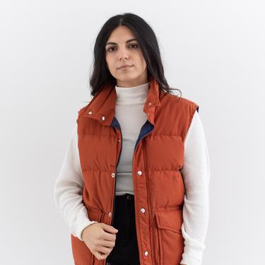 Vintage Rust Red Puffer Vest | Goose Down Quilted Layer | Made in USA | M | 