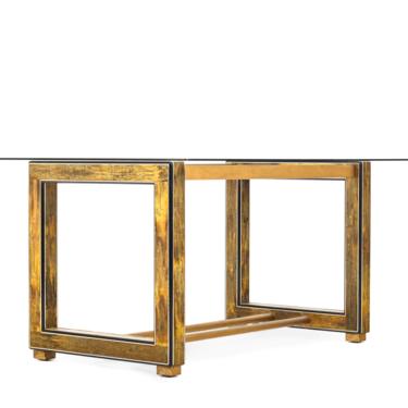 Bernhard Rohne for Mastercraft Acid-Etched Brass Dining Table 