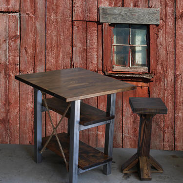 Rustic Breakfast Nook Table - Industrial Solid Butcher Block / Dining Table / farmhouse. Made to order, Handmade, Custom 