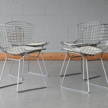 Vintage Harry Bertoia Dining Chairs for Knoll with Seat Cushions 